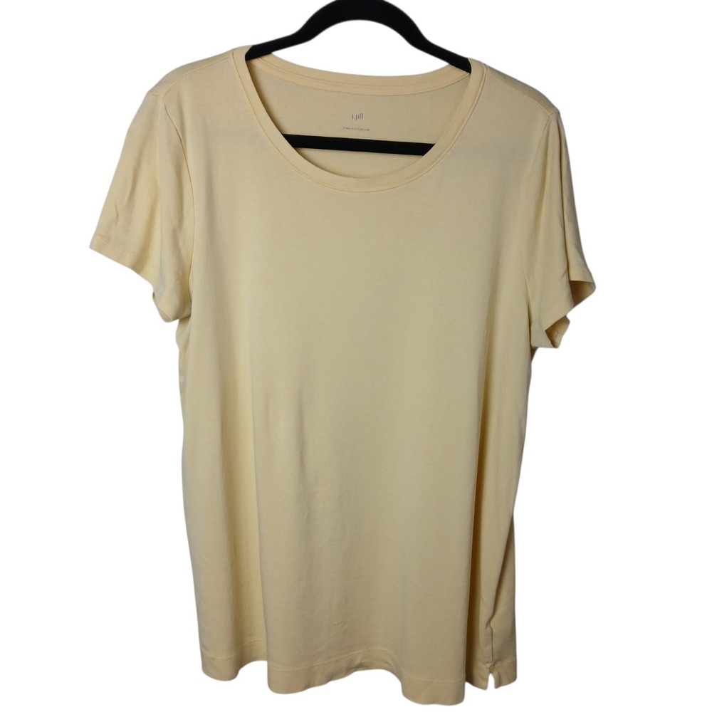 J. Jill Short Sleeve Pima Cotton Tee Basic Yellow T-Shirt  Size Large Tall